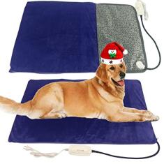 Imagem de Almofada de aquecimento para animais de estimação para cama aquecida para cães grandes e gatos 86 cm x 53 cm com capa macia lavável almofada de aquecimento elétrico mantém os animais de estimação