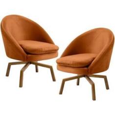 Imagem de Kit 02 Poltronas  Giratória Rebeca Veludo Telha Gran Belo