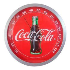 Imagem de Termômetro Coca-Cola Garrafa Redondo  Em Madeira - Urban - 28x28 Cm