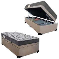 Imagem de Cama Box Baú Solteiro Sintético + Colchão De Molas Ensacadas - SereneP