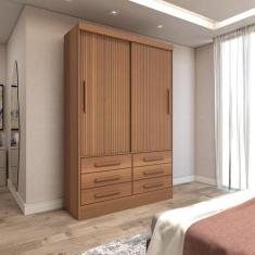 Imagem de Guarda-Roupa Solteiro Guaianases 2 Portas 6 Gavetas Cinamomo/Off White