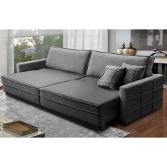 Imagem de Sofá Retrátil e Reclinável 2,30m Karina Veludo Cinza Madelina Decor