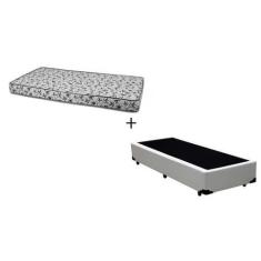 Imagem de Cama Box Solteiro 88 Tecido Sintético Branco Com Colchão Nápoles Espum
