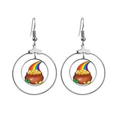 Imagem de Brincos de argola trevo, arco-íris, da Irlanda, Dia de São Patrício, joia de argola