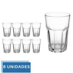 Imagem de Copo de vidro 350ml Drinks Vitamina Transparentes kit 8Un