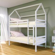 Imagem de Beliche Casinha Solteiro Slim Rb Madeira Maciça Branco Housin