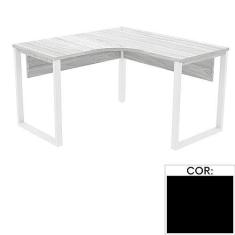 Imagem de Mesa de Escritório em L Pé Tubular Pe25 em Mdp 145 x 145 x 60 cm Preta com Base Preta