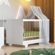 Imagem de Berço Mini Cama 100% MDF com Colchão Flocos Branco