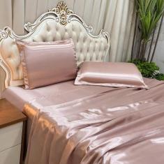 Imagem de Jogo De Cama Lençol Casal Luxo Charmousse 4 Peças - Rosê - Casa Show E