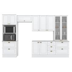 Imagem de Cozinha Modulada Americana 5 Peças Com Cristaleira Branco Hp  Henn