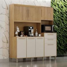 Imagem de Armário para Cozinha 7 Portas 2 Gavetas 180,8cm Citrino Yescasa Cinamomo/Off White