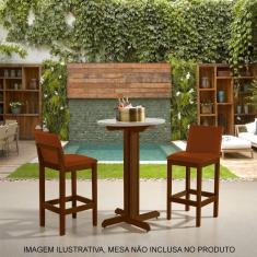 Imagem de Kit 2 Banquetas Alta Luxo Pérola com Encosto Estofada em Veludo Terracota Madeira Maciça Imbuia