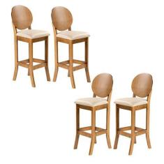 Imagem de Kit 4 Banquetas Alta para Bancada 113 x 36 Cm Florence Madeira Maciça 