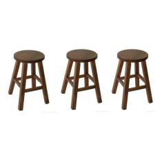 Imagem de Kit 3 Banqueta Media Hardman Padrão Nogueira Assento Redondo