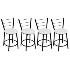 Imagem de Kit 4 Banquetas Baixa Preta com Assento Branco Fortmix