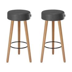 Imagem de Kit 02 Banquetas Redondas Dani Corano Preto - D'Rossi