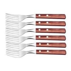 Imagem de Conjunto Garfos De Mesa 6 Peças Polywood Vermelho Laminas De Aco Inox E Cabos De Madeira Tramontina