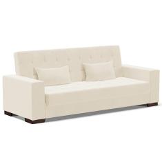 Imagem de Sofá Cama Decorativo 210cm Beesley Veludo Off White - Gran Belo