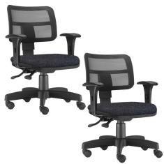 Imagem de Kit 02 Cadeiras Giratória Zip Executiva Escritório Chumbo