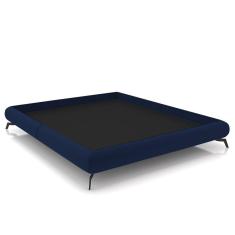 Imagem de Cama Casal Base Box 138x188cm Pés de Ferro Cold P02 Veludo Azul - Mpozenato