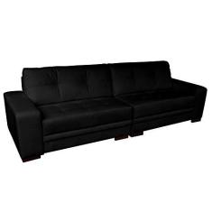 Imagem de Sofá 4 Lugares Bipartido Sala de Estar Milano 260cm Couro Preto - Gran Belo