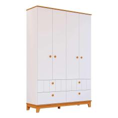 Imagem de guarda-roupa infantil biscoito 4 pt 4 gv branco e nature