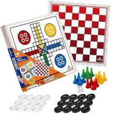 Imagem de Jogo Infantil Tabuleiro de Dama e Ludo em Madeira Educativo