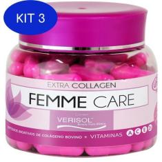 Imagem de Kit 3 Colágeno Femme Care Hidrolisado Com Verisol 4.1 90 Cap - Unilife