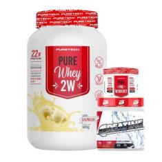 Imagem de Kit Whey Protein 2W 900G + Pure Pré-Workout 100G - Puretech + Creatina