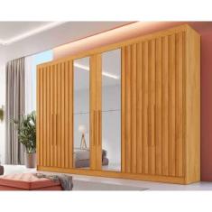 Imagem de Guarda Roupa Casal 6 Portas (4 Ripadas e 2 c/ Espelho) e 6 Gavetas Potente Peroba - Europa