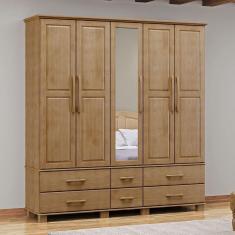 Imagem de Guarda-Roupa Bipartido 5 Portas 6 Gavetas Ouro Freijó Madeira Pinus - Finestra