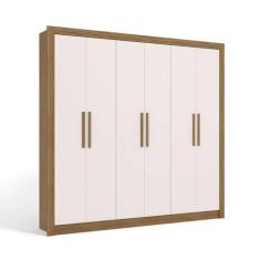 Imagem de Guarda-Roupa Casal Hilda 6 PT 2 GV Nogueira e Branco - Kappesberg