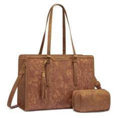 Imagem de Bolsa para laptop LOVEVOOK, bolsa de couro vintage de 15,6" com bolsa