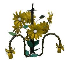 Imagem de Luminária de Ferro para Teto Rústica com Flores Varias Cores para Sala de Estar