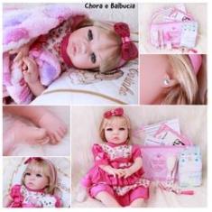 Imagem de Boneca Bebê Reborn 21 itens Boneca Chora Realista + Bolsa