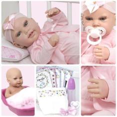 Imagem de Boneca Bebê Reborn Cegonha 43cm Vinil Bege - Cegonha Reborn Dolls