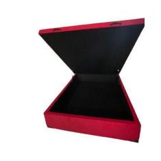 Imagem de Cama Box Baú Viúvão Blindado Suede Vermelho Com 128cm De Largura - Imp