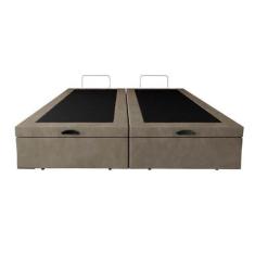 Imagem de Base Box Baú Casal Bipartido Santo Box Suede Bege 47x138x188