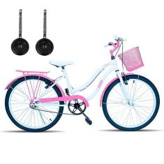 Imagem de Bicicleta Infantil Aro 24 Com Cestinha e Rodinhas-Feminino