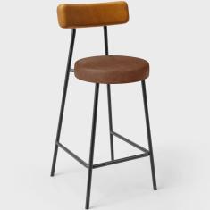 Imagem de Banqueta Baixa Cozinha Sala Jantar Bancada Milão L02 Couríssimo Whisky Marrom - Lyam Decor