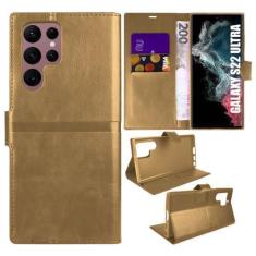 Imagem de Capa Carteira Dourada + Película De Cerâmica P/ Galaxy S22 Ultra S908