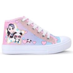 Imagem de Tênis Feminino Infantil Casual Panda Botinha Menina Glitter 042 - Luky