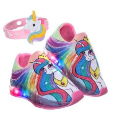 Imagem de Tenis Calçado Infantil Led Luz Meninas Unicórnio Rosa Pisou Piscou Pemania-Feminino
