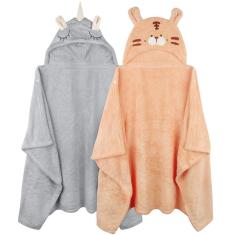Imagem de Toalha de banho para bebês FUBANRAY com capuz absorvente 50x80cm, pacote com 2