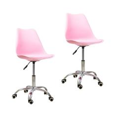 Imagem de Kit 2 Cadeiras Office Com Rodizio Giratória Saarinen