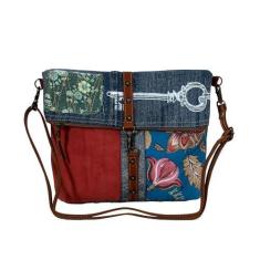 Imagem de Myra Bag Bolsa tiracolo feminina - Bolsa de ombro de lona e couro reciclada ocidental, Jeans, One Size