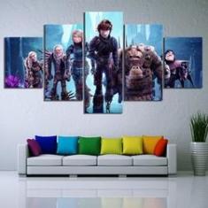Imagem de Quadro Decorativo Como Treinar seu Dragão6 5 peças 130x65 cm