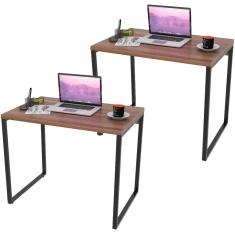Imagem de Kit 02 Mesas Para Escritório Home Office Estilo Industrial Form C01 90 cm Nogal - Lyam Decor