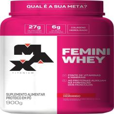Imagem de Suplemento Alimentar Proteico Femini Whey Max Titanium Morango 900g 900g