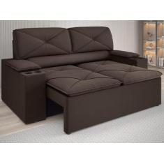 Imagem de Sofá Com Porta Copos Retrátil E Reclinável Pop 1,54M Velosuede Chocola